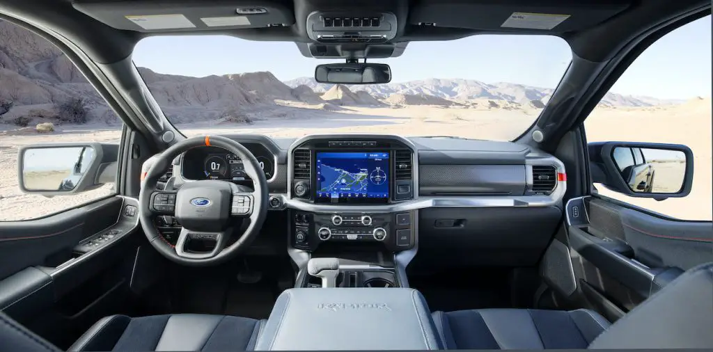 Interior cabin of the 2021 Ford F-150 Raptor