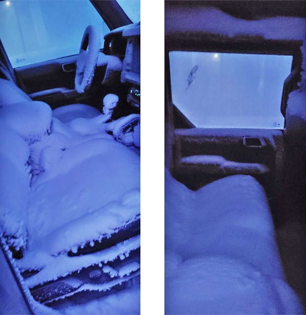 Ford Bronco Soft Top Interior Filled With Snow